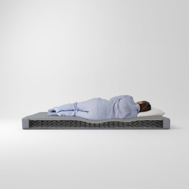Sprung mattress, extra firm/light blue, 90x200 cm