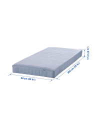 Sprung mattress, extra firm/light blue, 90x200 cm