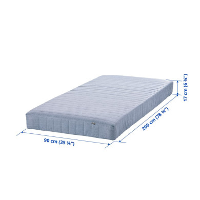 Sprung mattress, extra firm/light blue, 90x200 cm