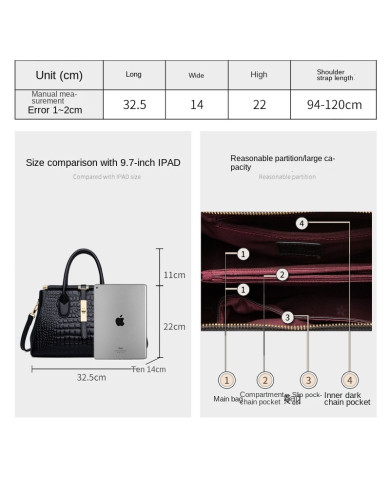 Leather Allmatch Ladies Middleaged Mother Tote Bag New Fashionable Atmospheric First Layer Cowhide Handbag Women