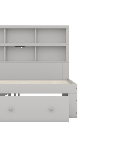 160200cm Doppelbett Spanplatte KingsizePlattformbett mit zwei Schubladen am Fuende des Bettes Kopfteil mit Stauraum Grau 160200cm Doppelbett Spanplatte KingsizePlattformbett mit zwei Schubladen am Fuende des Bettes Kopfteil mit Stauraum Grau