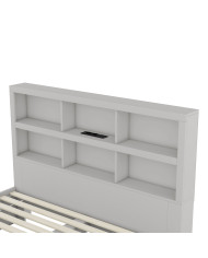 160200cm Doppelbett Spanplatte KingsizePlattformbett mit zwei Schubladen am Fuende des Bettes Kopfteil mit Stauraum Grau 160200cm Doppelbett Spanplatte KingsizePlattformbett mit zwei Schubladen am Fuende des Bettes Kopfteil mit Stauraum Grau