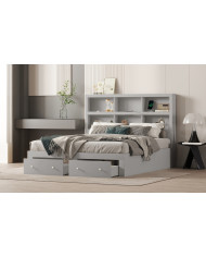 160200cm Doppelbett Spanplatte KingsizePlattformbett mit zwei Schubladen am Fuende des Bettes Kopfteil mit Stauraum Grau 160200cm Doppelbett Spanplatte KingsizePlattformbett mit zwei Schubladen am Fuende des Bettes Kopfteil mit Stauraum Grau
