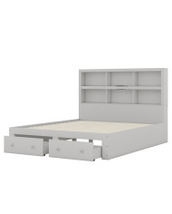 160200cm Doppelbett Spanplatte KingsizePlattformbett mit zwei Schubladen am Fuende des Bettes Kopfteil mit Stauraum Grau 160200cm Doppelbett Spanplatte KingsizePlattformbett mit zwei Schubladen am Fuende des Bettes Kopfteil mit Stauraum Grau